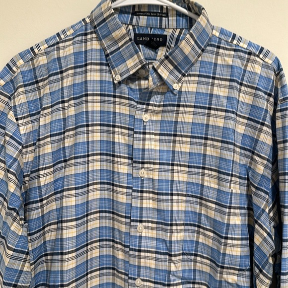Lands End Men’s Plaid Button Down Shirt 17-37 Tall Supima No Iron Oxford - Picture 1 of 4